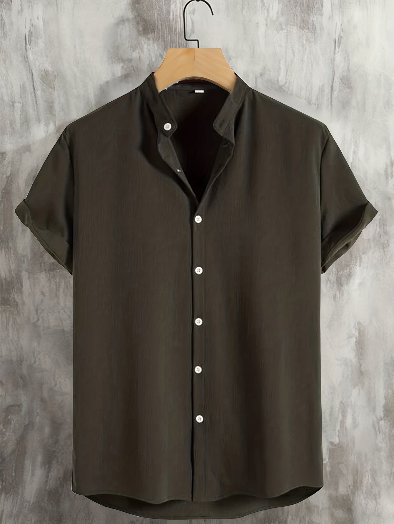 Men's Casual Short Sleeve Stand Collar Shirt