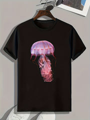 Jellyfish Print Men's Graphic T-shirt for Summer