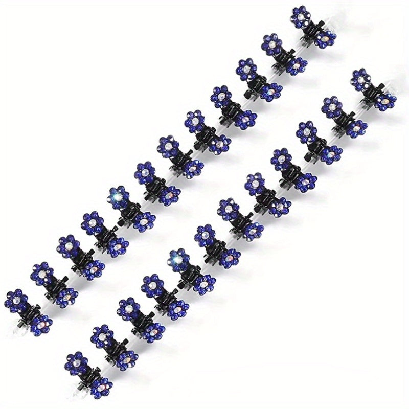 24pcs Glitter Rhinestone Flower Hair Clips for Women Girls