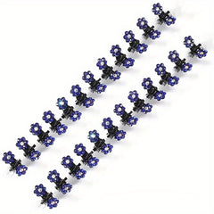 24pcs Glitter Rhinestone Flower Hair Clips for Women Girls