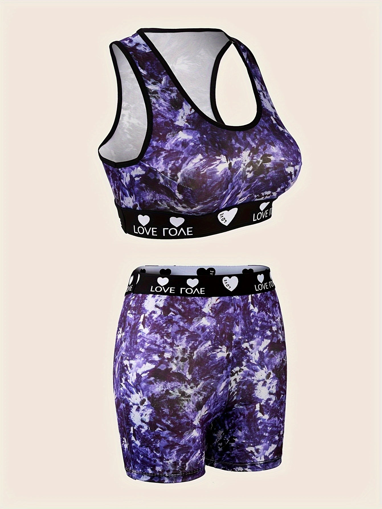 Tie Dye Print Bra & Panties Set Women's Lingerie