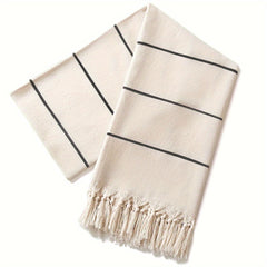Oversized Pinstripe Beach Towel Adult Fringe Beach Towel Quick Drying Towel