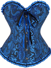 Strapless Corset Bustier Tummy Control Lace Up Jacquard Body Shaper