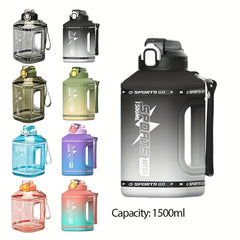 1.5L High Capacity Sports Water Bottle with Silicone Straw