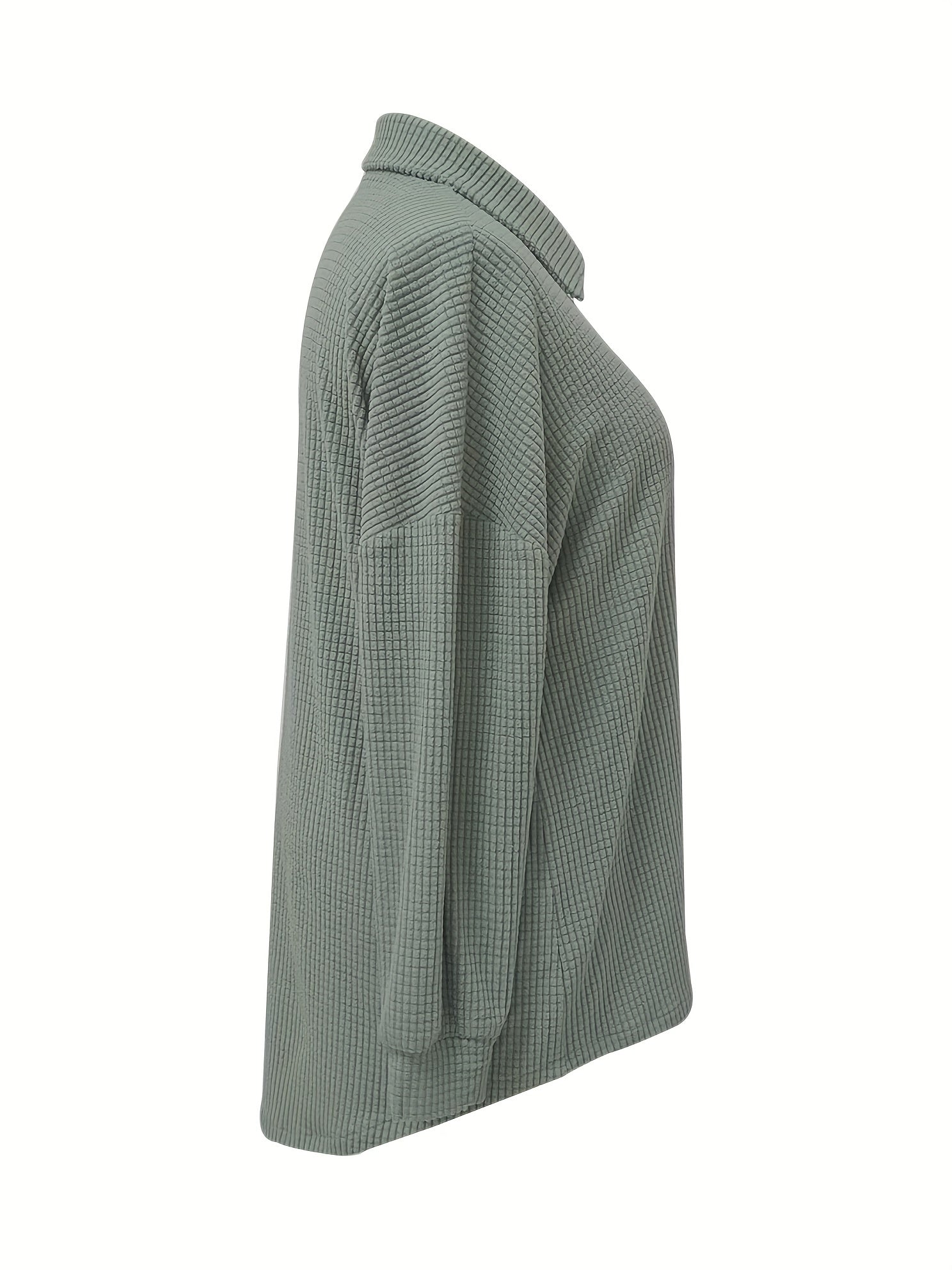 Solid Waffle Pattern Button Up Long Sleeve Shacket