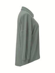 Solid Waffle Pattern Button Up Long Sleeve Shacket
