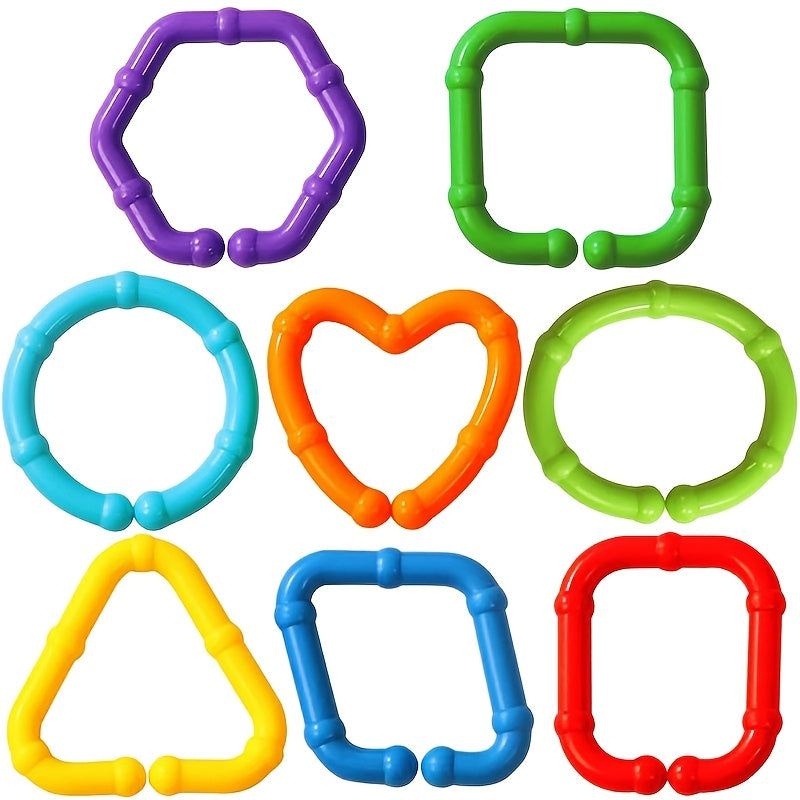 Geometric Chain Buckles Toy Puzzle Bright Colors Shapes Training Toys