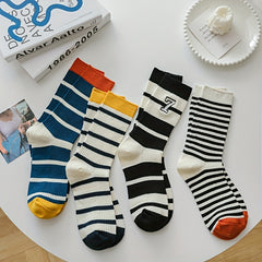 Striped Crew Socks College Style Women's Stockings