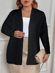 Solid Cable Knit Long Sleeve Open Front Warm Cardigan