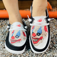 Women's Colorful Clown Canvas Shoes Casual Lace Up Low Top Shoes