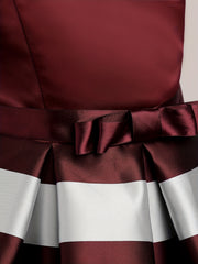 Toddlr Girls Striped Princess Dress Gown Ruffle Trim Bow Piano Performance