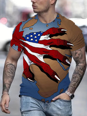 Claw Print T shirt Men's Casual Street Style Round Neck Tee Shirt