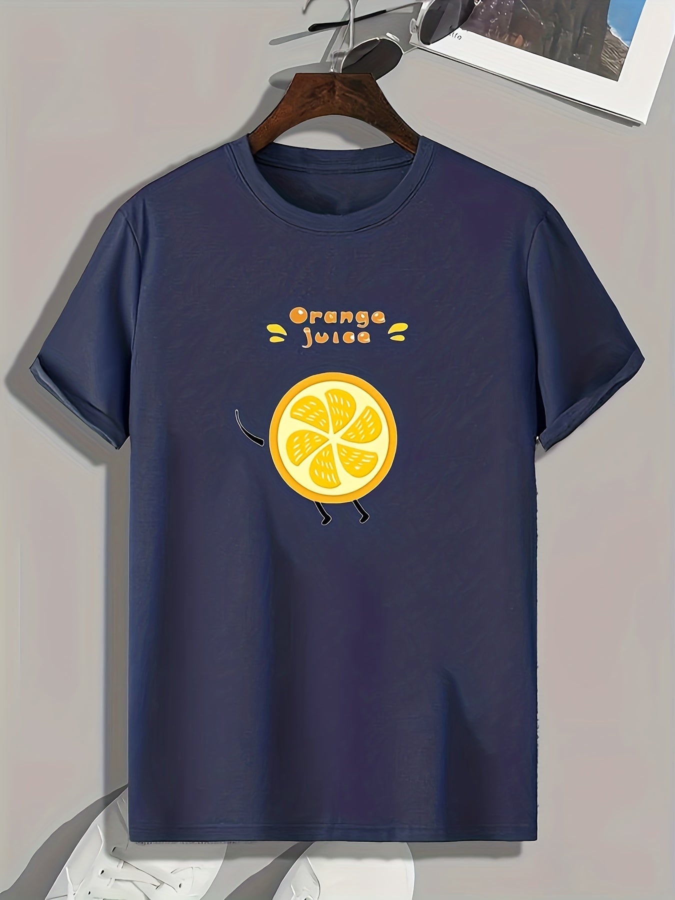 Orange Pattern Print Men's Sports T-shirt Graphic Tee