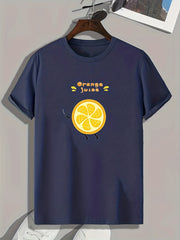 Orange Pattern Print Men's Sports T-shirt Graphic Tee