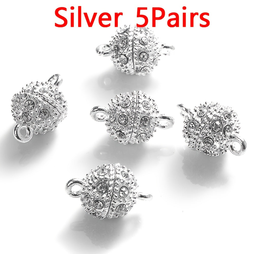 5Pairs Rhinestone Pendants Magnet Connected Clasps for Jewelry Making