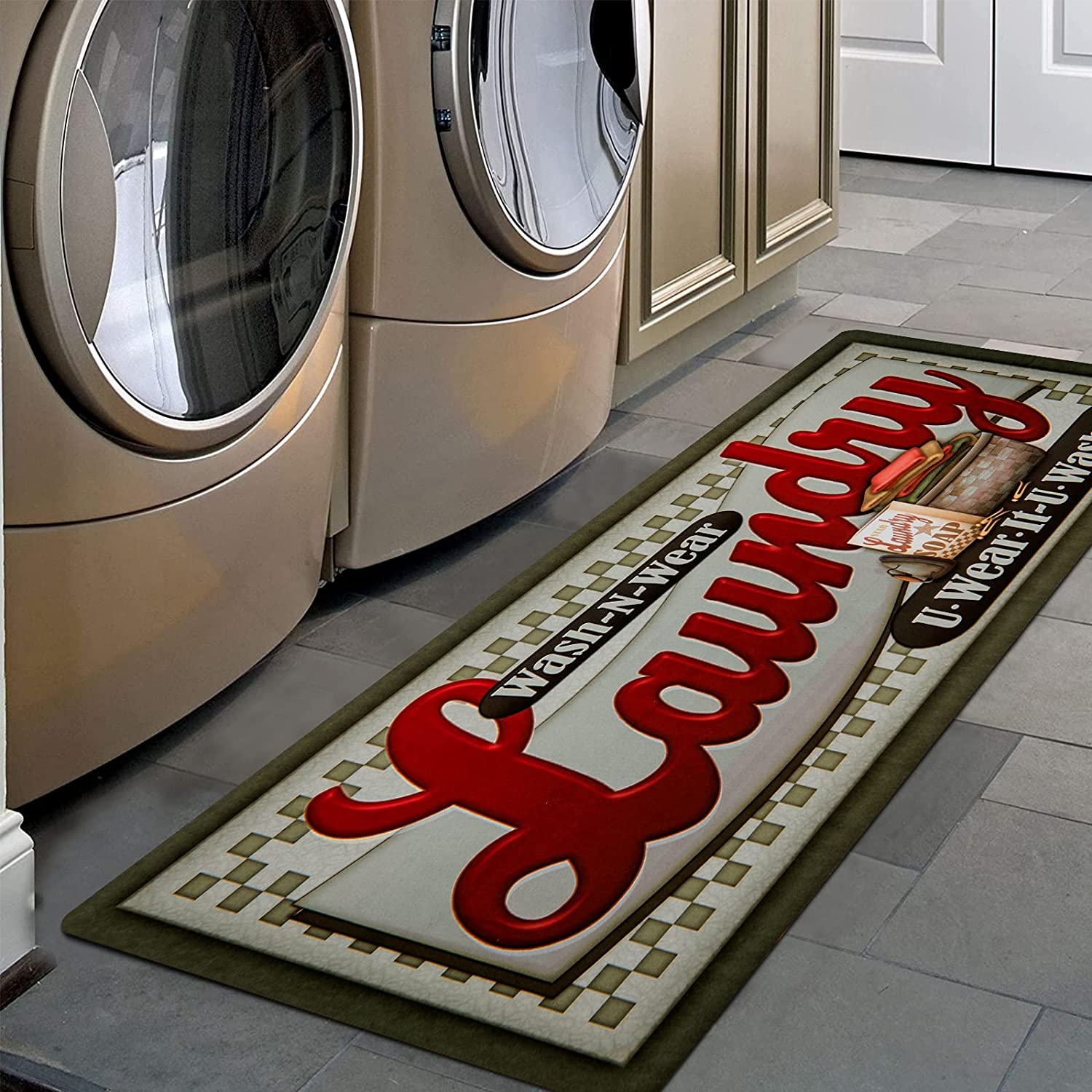 Non Slip Laundry Rug Mat For Laundry Room Decor Washable Runner Rugs