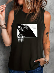 Halloween Casual Tank Top Women's Plus Graphic Round Neck Vest