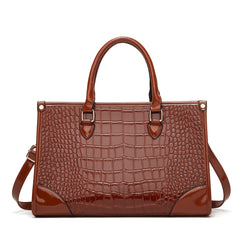 Crocodile Pattern Tote Bag Solid Handbag Classic Satchel Work Women's Bag