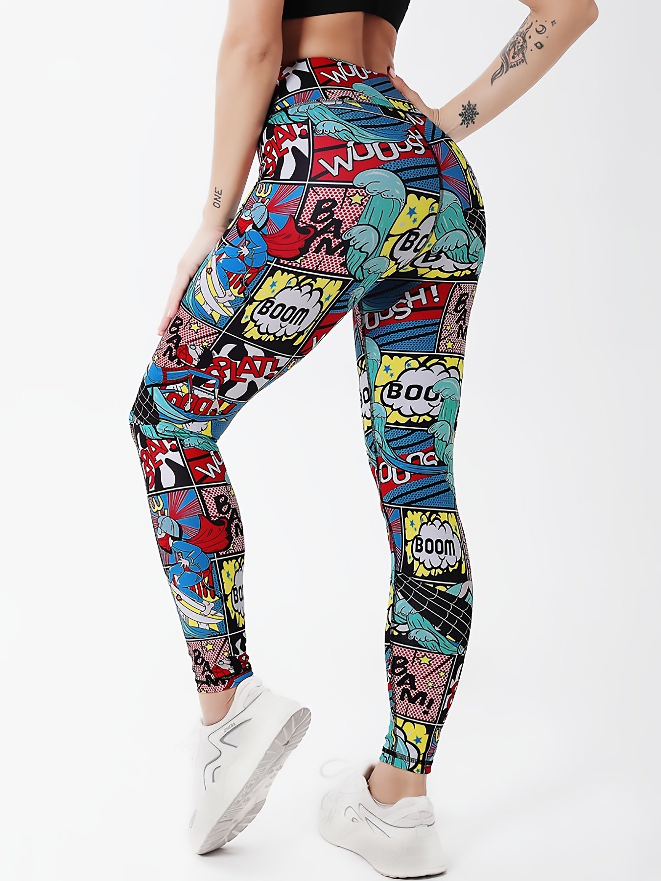 Cartoon Print Yoga Leggings High Waist Fitness Pants Women's Activewear