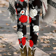 Rose Print High Rise Leggings