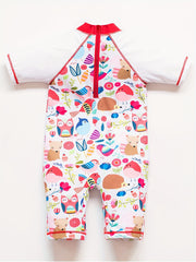 Animal Graphic Short Sleeve Swimsuit for Baby Girls