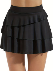 High Waisted Ruffle Tennis Skirt For Women With Pockets
