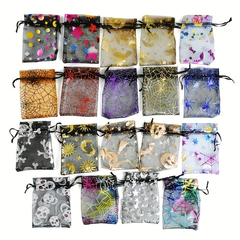 10pcs Halloween Organza Gift Bags Random Mix Pouch