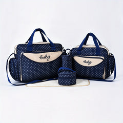 Polka Dot Large Mommy Bag 5pc Set Portable Mother Baby Diaper Bag