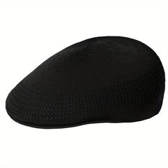 Men's Mesh Knitted Beret Newsboy Caps Thin Breathable Flat Cap