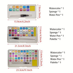 36 Metallic Watercolor Paint Set w/ Water Brush Pen for Painting