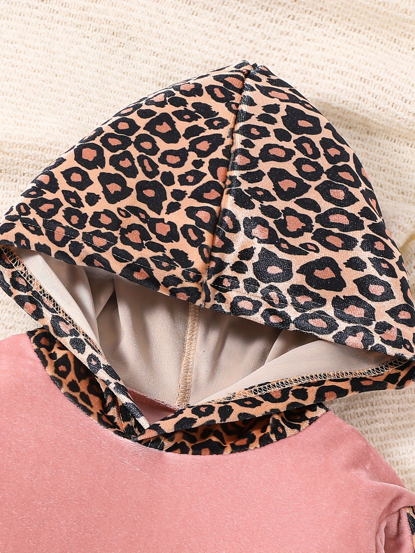 Leopard Velvet 2pcs Hoodie & Sweatpants Set for Girls