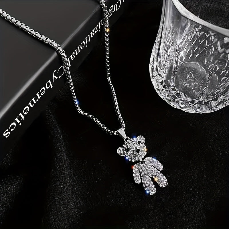 Titanium Steel Bear Pendant Necklace Gift for Boys and Girls