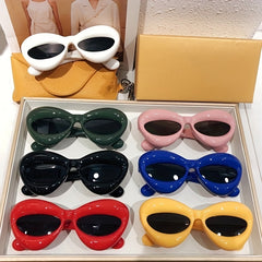 Cat Eye Sunglasses Men Women UV400 Thick Frame Wrap Around Glasses