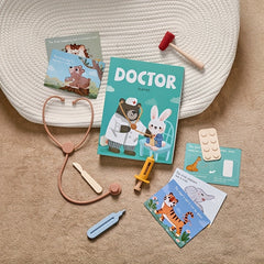 Silicone Doctor Toy Set Play Doctor Kit with Stethoscope Playset and Playmat
