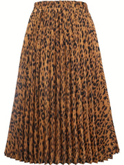Boho High Waist Floral Print Pleated Skirt