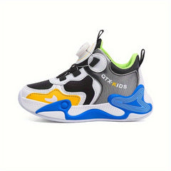 Boy's Block Basketball Shoes Rotating Buckle Non Slip Sneakers
