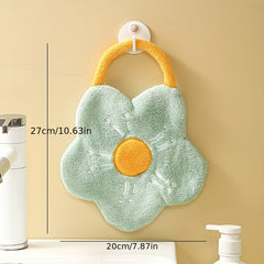 Flower Shape Hand Towel Hanging Drying Hand Rag Coral Velvet Bathroom Decor