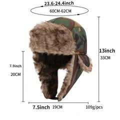 Camouflage Fleece Thermal Hat With Ear Protection
