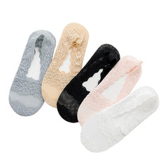 5 Pairs Women Lace Antiskid Invisible Liner Socks