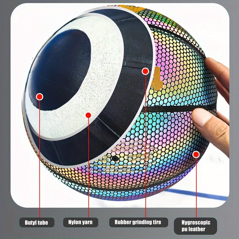 Size 7 Reflective Colorful Basketball Anti Slip Wear resistant Ball