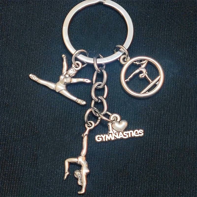 I Love Gymnastics Key Chain For Women - Gymnasts' Alloy Keychain
