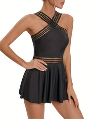 Mesh Tankini Set High Cut Two-Piece Swimsuit