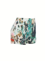 Graphic Print Skinny Shorts Sexy Elastic Waist Shorts