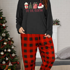 Women's Plus Christmas Lounge Set: Tee & Plaid Pants Pajamas