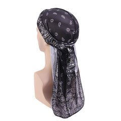 Cashew Flower Print Silk Streamer Pirate Hat Cape Turban Hat Durag