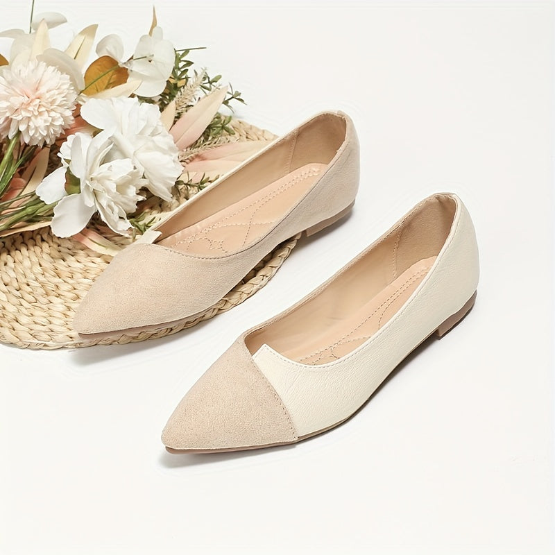 Women's Colorblock Ballet Flats Soft Sole Slip On Shoes