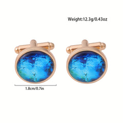 Starry Sky Gemstone Men's Cufflinks Metal Decorative Accessory