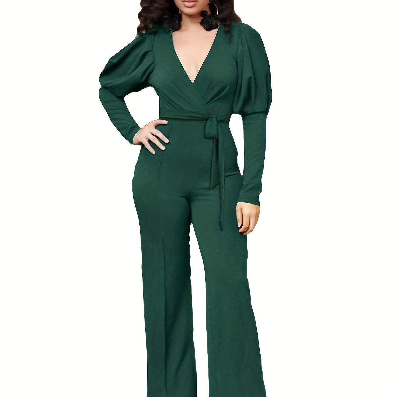 V Neck Wide Leg Jumpsuit for Women