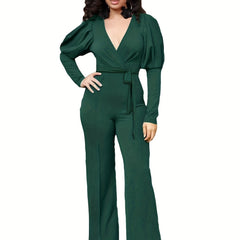 V Neck Wide Leg Jumpsuit for Women