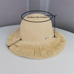 Stylish Sun Hat Double Layer Tassel Vintage Straw Hat